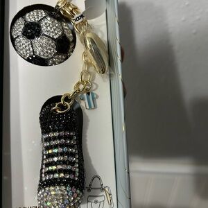 New - Black and Silver Soccer Ball Keychain bedazzled